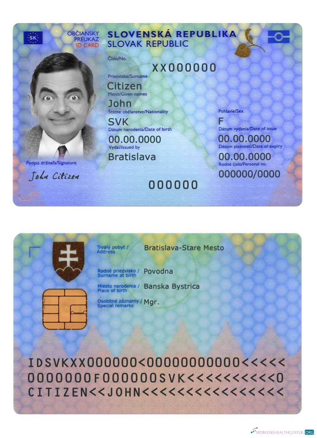 Download Slovakia ID card 2022 present Photoshop template